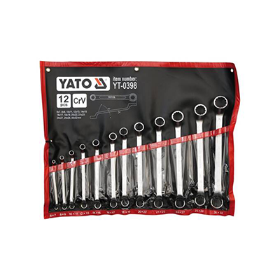 Bent ring wrenches with polished head set 6-32 mm 12 pcs