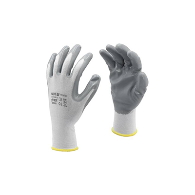 Oilproof nitrile coated nylon gloves