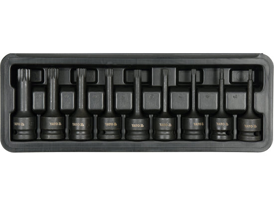 9PCS IMPACT BIT SOCKET SET SPLINE 1/2" - YT-10691