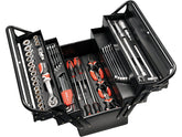 Open tool chest with various tools including screwdrivers and wrenches on a white background