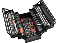 Open tool chest with various tools including screwdrivers and wrenches on a white background